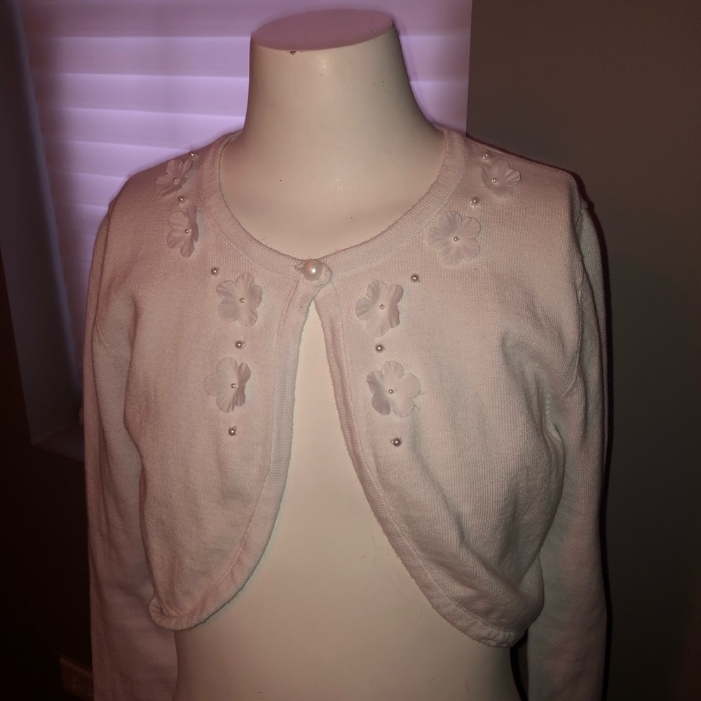 Bonnie Jean white cotton sweater size large (10)